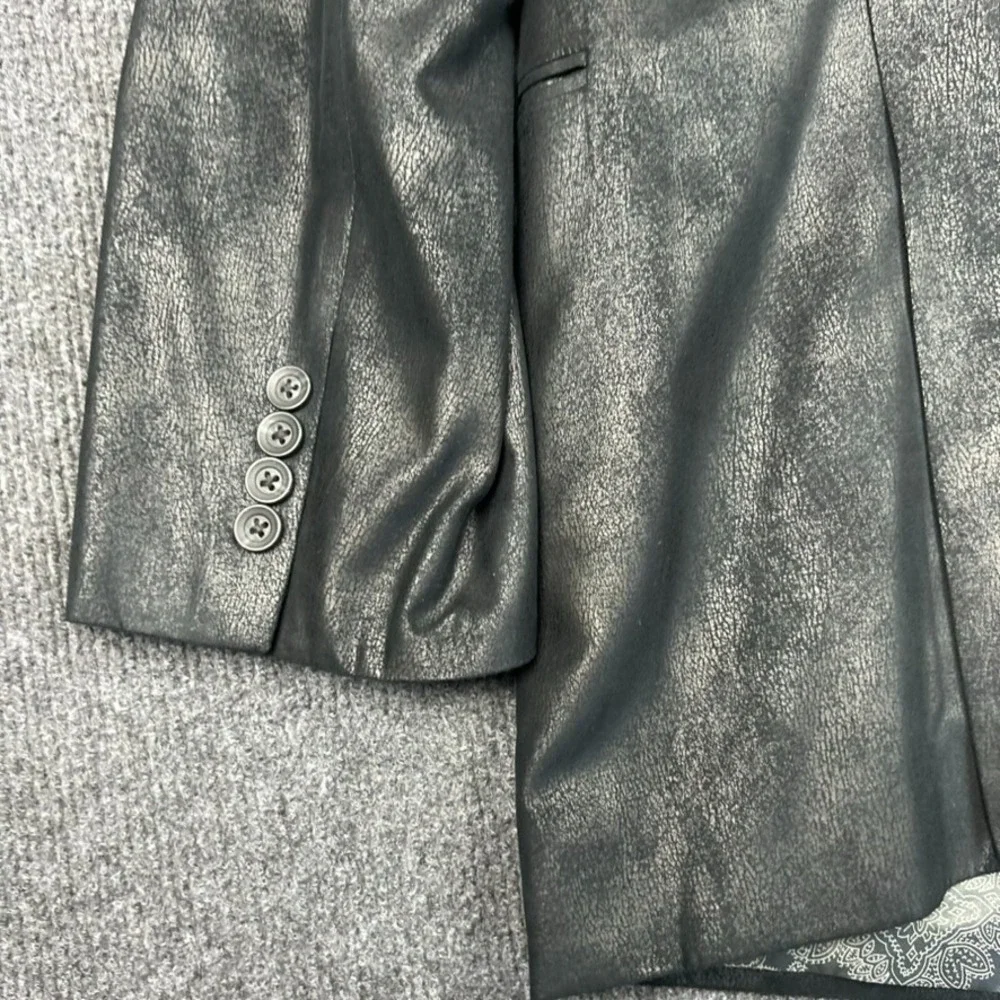 Cremieux Monet Sport Jacket Black Faux Suede Leather Paisley Soft Sz 50R